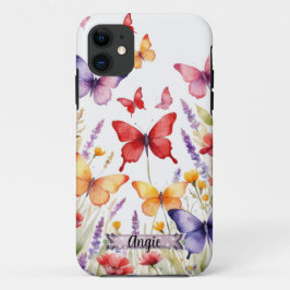 Funda Para iPhone 11 Estuche para iPhone de campo de lavanda de maripos