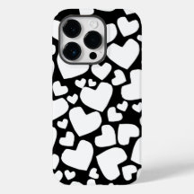 Estuche para iPhone de corazón blanco y negro