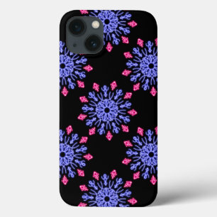 Funda Para iPhone 13 Estuche para iPhone de flores de neón azul y rojo 