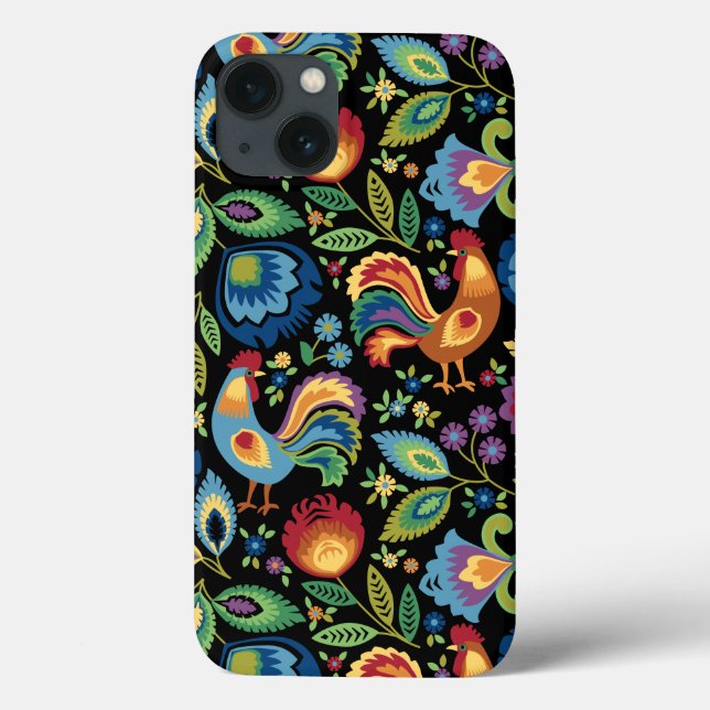 Funda De Case-Mate Para iPhone Estuche para iPhone de Folk Roosters de Polonia (Reverso)