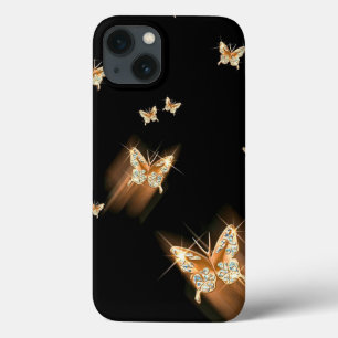 13 Estuche para iPhone de Funda de mariposa dorada-ma