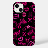 Estuche para iPhone de graffiti rosa neón