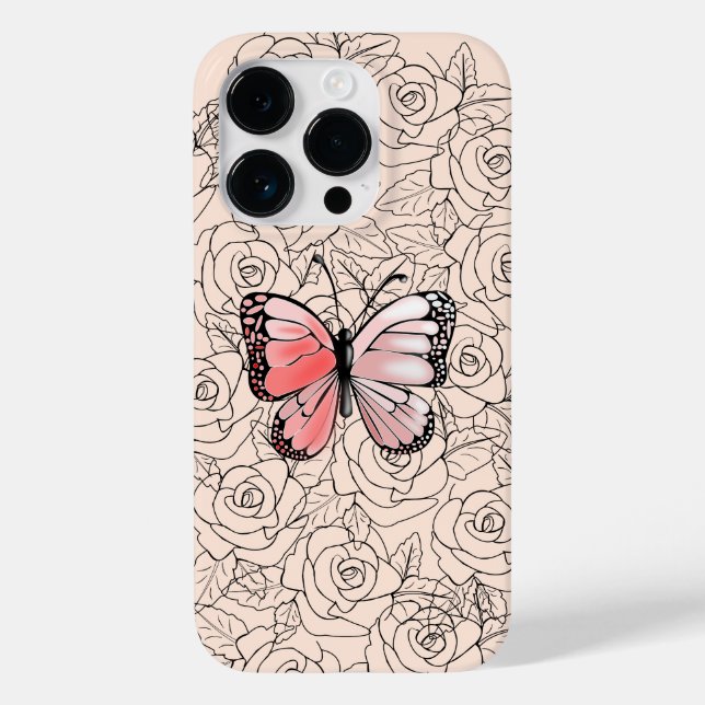 Funda De Case-Mate Para iPhone Estuche para iPhone de mariposa con Rosas (Reverso )