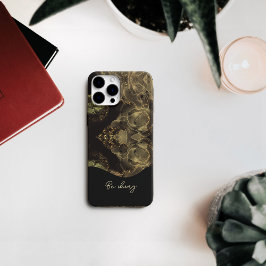 Funda Para iPhone 11 Estuche para iPhone de mármol negro y dorado abstr