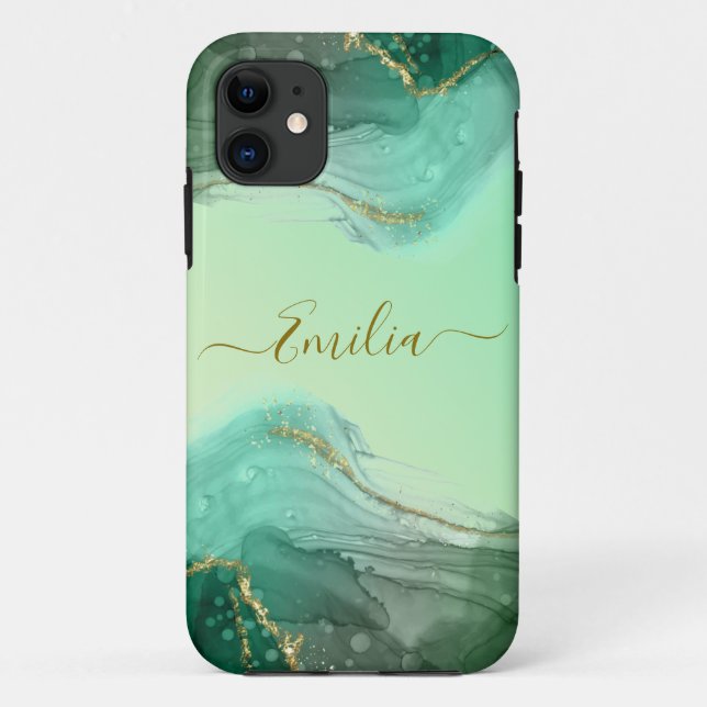 Funda De Case-Mate Para iPhone Estuche para iPhone de mármol verde esmeralda (Reverso)