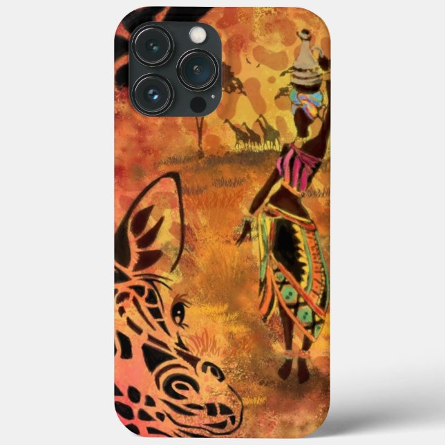 Funda De Case-Mate Para iPhone Estuche para iPhone de mujer africana y jirafa (Reverso )