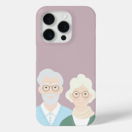 Funda Para iPhone 15 Pro Estuche para iPhone de pareja de ancianos
