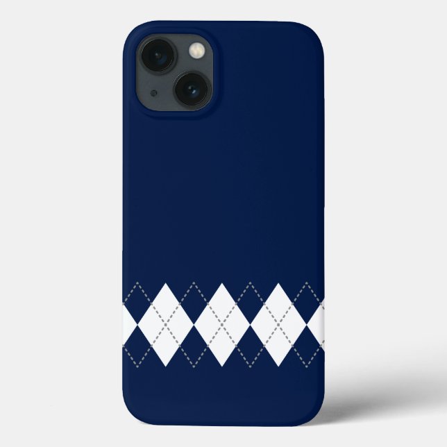 Funda De Case-Mate Para iPhone Estuche para iPhone de patrón azul oscuro argyle (Reverso)