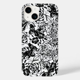 Funda Para iPhone 14 De Case-Mate Estuche para iPhone de patrón floral en blanco y n