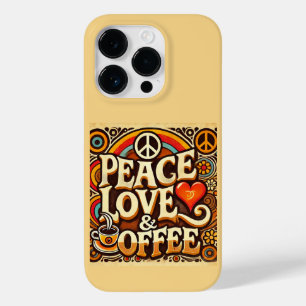 Funda Para iPhone 14 Pro De Case-Mate Estuche para iPhone de Peace, Love y Coffee Retro