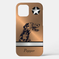 Estuche para iPhone de perro dálmata de cobre y pl