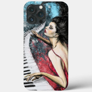 Funda Para iPhone 13 Pro Max Estuche para iPhone de Piano Music Woman