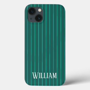 Funda Para iPhone 13 Estuche para iPhone de pinstripes verde azuladas F