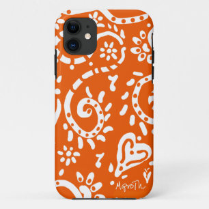 Funda Para iPhone 11 estuche para iPhone de pip blanco y naranja