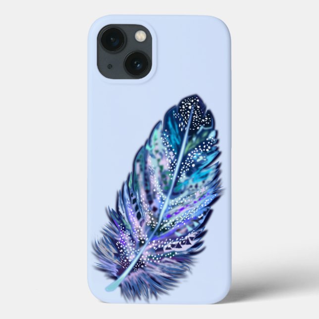 Funda De Case-Mate Para iPhone Estuche para iPhone de pluma azul purpurina (Reverso)