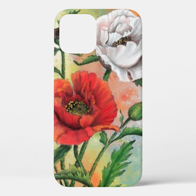 Funda De Case-Mate Para iPhone Estuche para iPhone de Poppies Rojo y Blanco (Reverso )