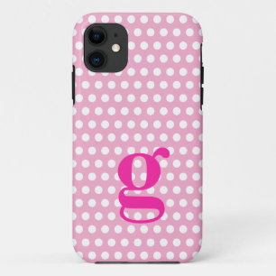 Funda Para iPhone 11 Estuche para iPhone de Punto Polka Rosa Monograma