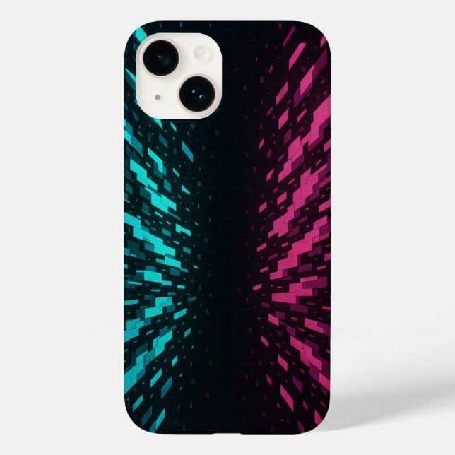 Funda De Case-Mate Para iPhone Estuche para iPhone de Realidad Pixelada - Neon Cy (Reverso )
