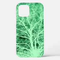 Estuche para iPhone de silueta verde de árbol Fund
