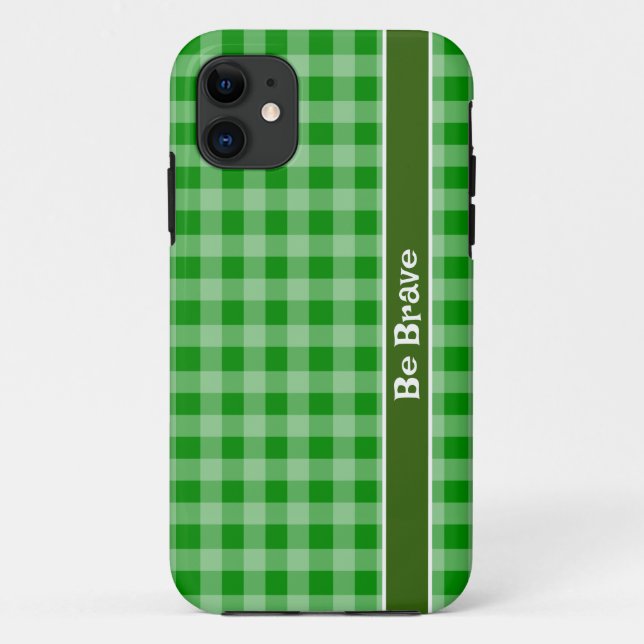 Funda De Case-Mate Para iPhone Estuche para iPhone de tela de gingham verde (Reverso)