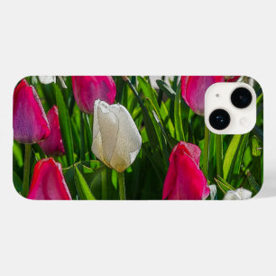 Funda Para iPhone 14 De Case-Mate Estuche para iPhone de tulipanes rosados y blancos