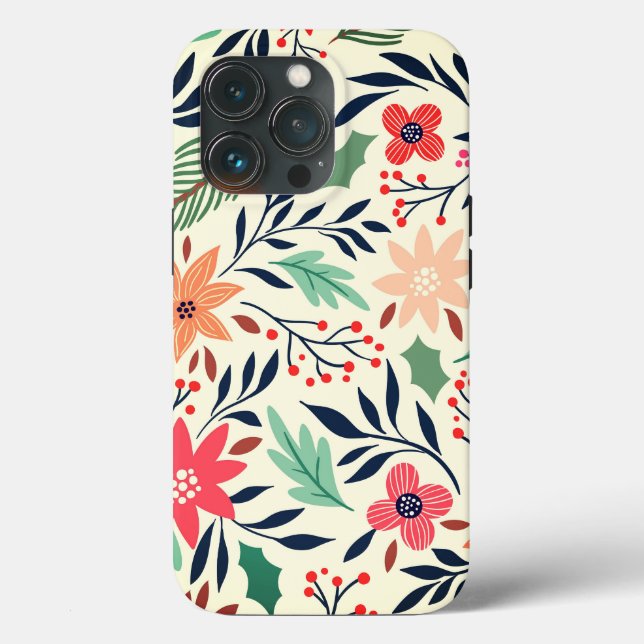 Funda De Case-Mate Para iPhone Estuche para iPhone elegante de patrón de Poinsett (Reverso )
