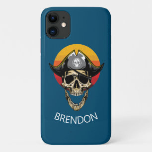 Funda Para iPhone 11 Estuche para iPhone Funda-Mate Blue Pirate Skull