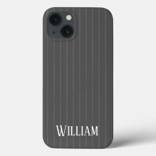 Funda Para iPhone 13 Estuche para iPhone Funda-Mate de pinstripes grise