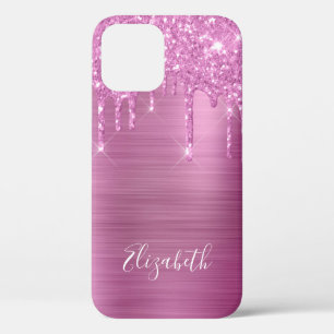 12 Pro Estuche para iPhone Funda Mate Purpurina rosado