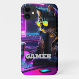 Funda Para iPhone 11 Estuche para iphone Gamer Neon Twilight Cat