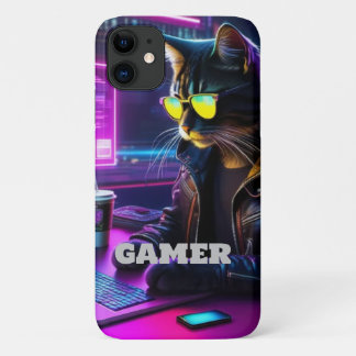 Funda Para iPhone 11 Estuche para iphone Gamer Neon Twilight Cat