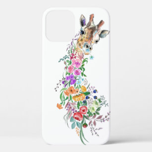 Funda Para iPhone 12 Pro Estuche para iPhone Giraffe de flores coloridas