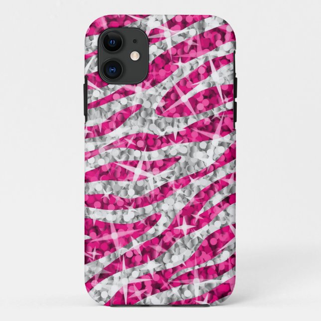 Funda De Case-Mate Para iPhone Estuche para iPhone Glitz Zebra Pink (horizontal) (Reverso)