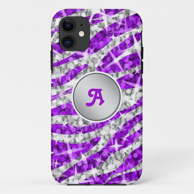 Funda De Case-Mate Para iPhone Estuche para iPhone Glitz Zebra Purple Purple (Reverso)