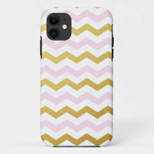 Funda Para iPhone 11 Estuche para iPhone Gold & Pink Chevron Pattern