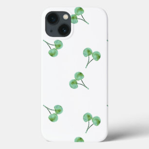 Funda Para iPhone 13 Estuche para iPhone Green Cherry Pattern Funda-Mat