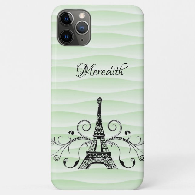 Funda De Case-Mate Para iPhone Estuche para iPhone Green Eiffel Tower Flourish Fu (Reverso)