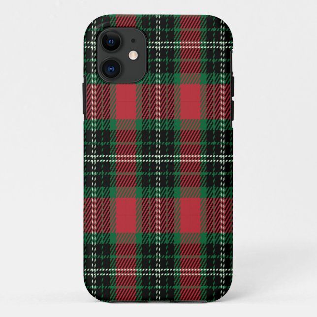 Funda De Case-Mate Para iPhone Estuche para iPhone Green & Red Tartan Funda-Mate (Reverso)