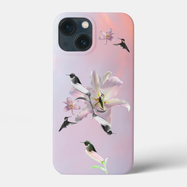 Funda De Case-Mate Para iPhone estuche para iPhone humingbird y lilies Funda-Mate (Reverso )