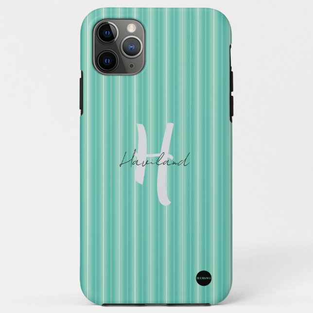 Funda De Case-Mate Para iPhone Estuche para iPhone / iPad Aqua Green Stripe (Reverso)