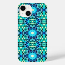 Estuche para iPhone/iPad con patrones azul y verde