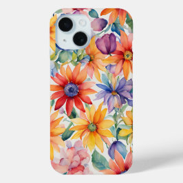 Funda Para iPhone 15 Estuche para iPhone / iPad de color floral y acuar