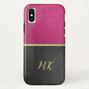 Funda Para iPhone X Estuche para iPhone/iPad monogramado rosa y negro