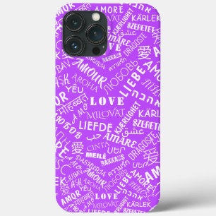 Funda Para iPhone 13 Pro Max Estuche para iPhone Love Text Multi Language Purpl