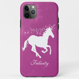 Funda Para iPhone 11 Pro Max Estuche para iPhone Magenta Unicornio personalizad