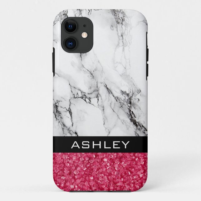 Funda De Case-Mate Para iPhone Estuche para iPhone Marble Y Purpurina Rojo Funda- (Reverso)