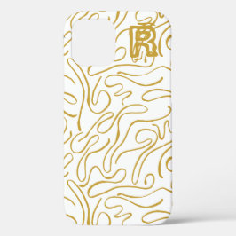 Funda Para iPhone 12 Estuche para iPhone moda Gold Monograma Funda-Mate