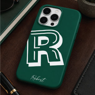 Funda Para iPhone 15 Pro Estuche para iPhone moderno verde inicial mínimo F
