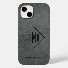 Funda Para iPhone 14 De Case-Mate Estuche para iPhone Monograma de cuero gris Funda-