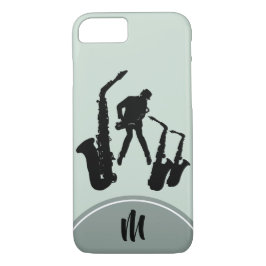 Funda Para iPhone 8/7 Estuche para iPhone monograma de saxofonista negro